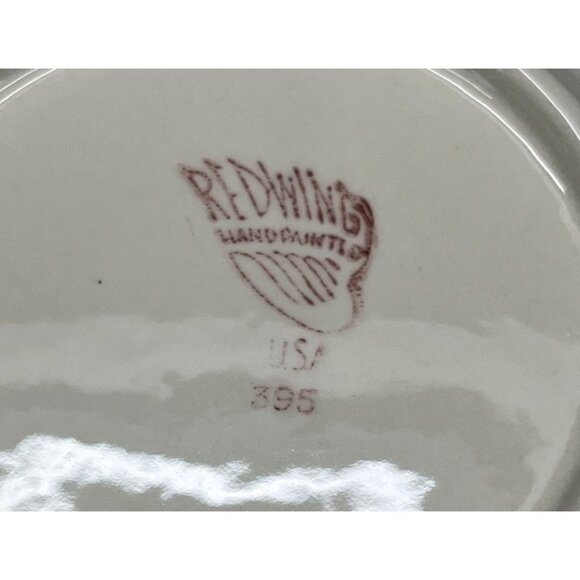 Vintage Red Wing Abstract Pink Spice Floral Butterfly Lug Handle Serving Bowl - Picture 7 of 11